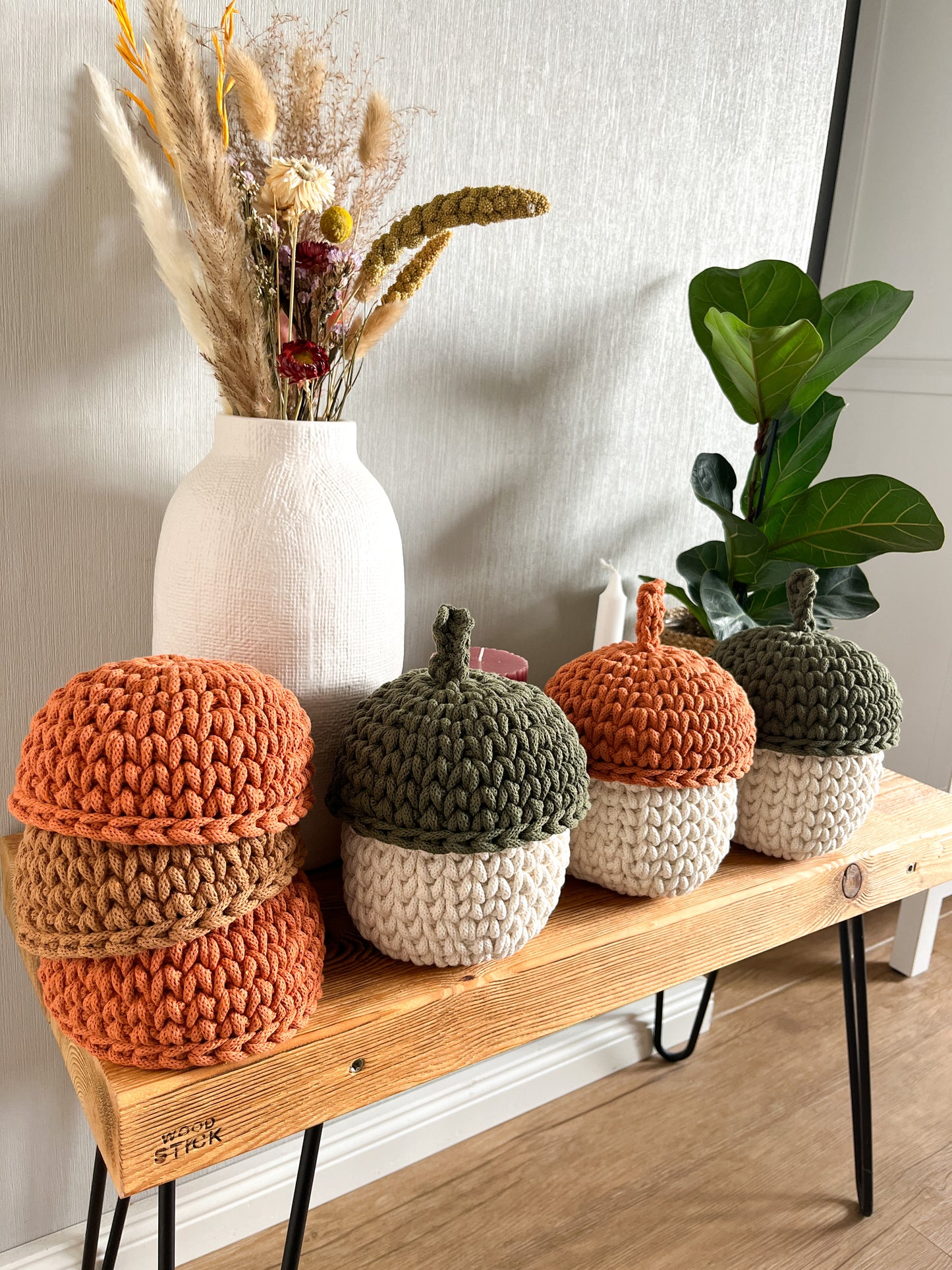 Häkelkorb „Eichel“ Korb Utensilo Aufbewahrung Geschenkideen, Acorn, Herbstdeko