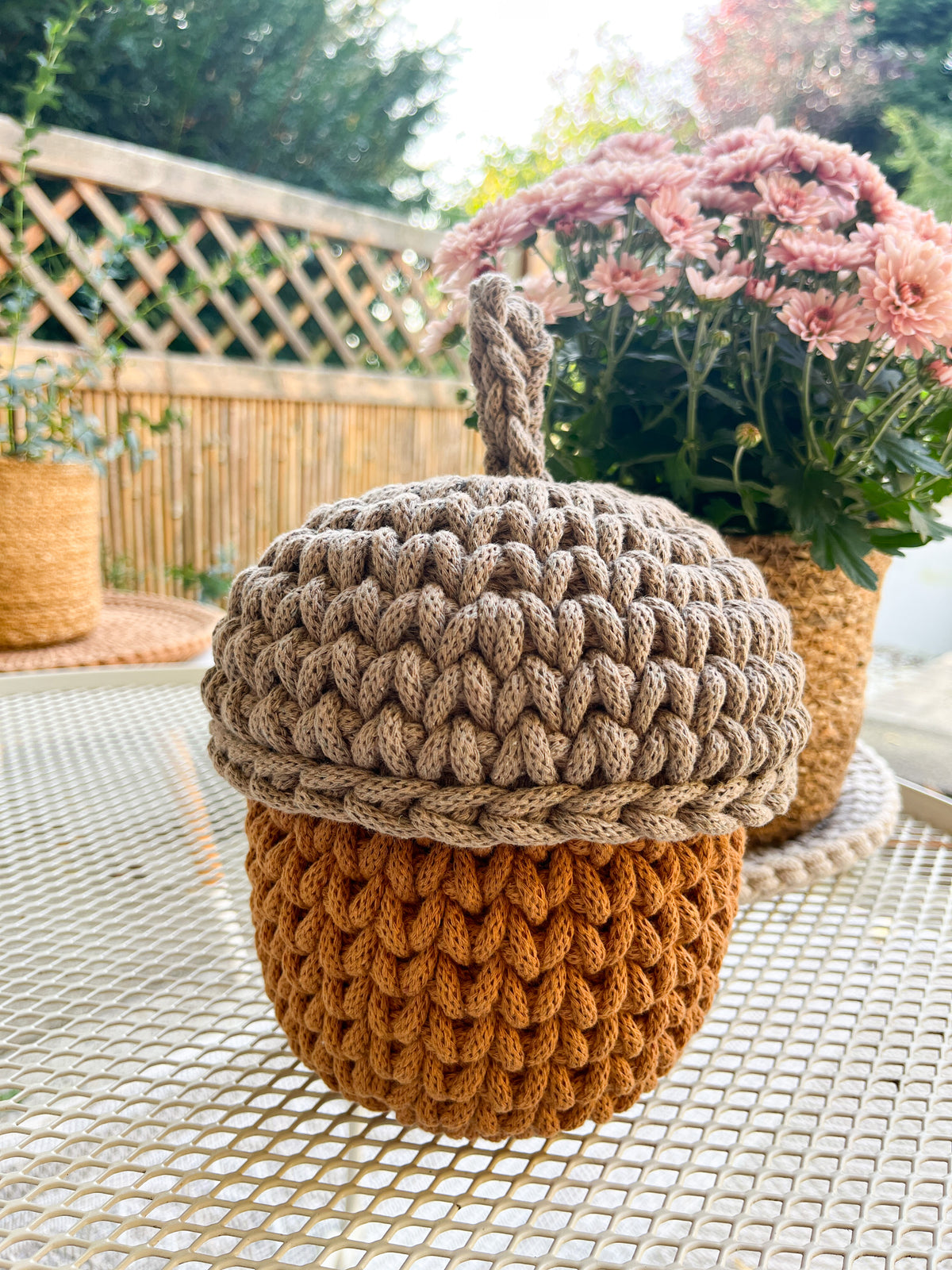 Crochet Acorn Basket Pattern PDF | English Crochet Pattern | Fall & Autumn Decor