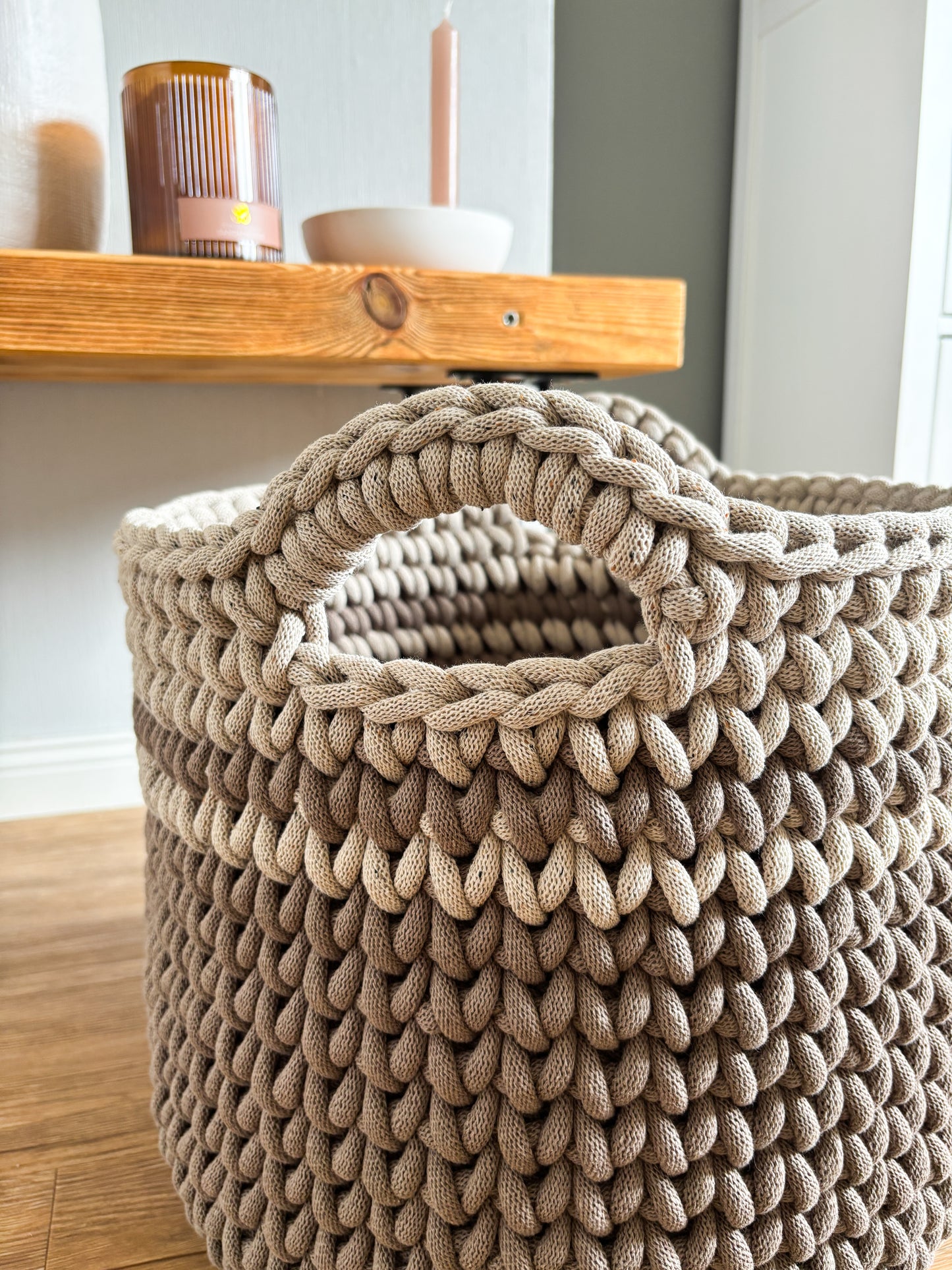 Häkelkorb "Jumbo" Baumwollgarn Korb Utensilo Aufbewahrung Geschenkideen Skandi
