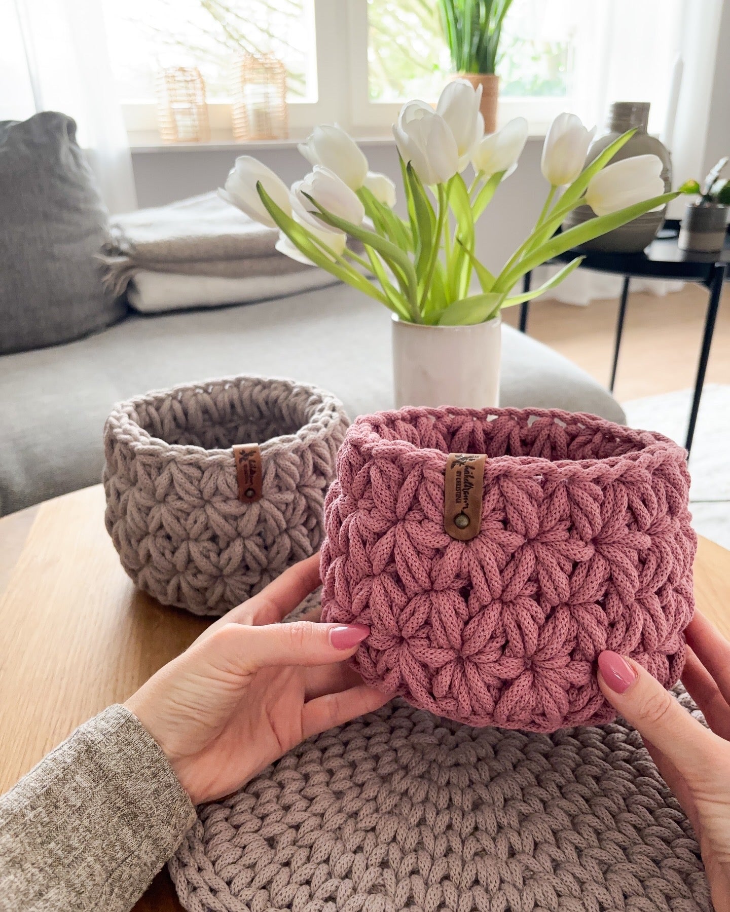 DIY Set+DEUTSCHE Anleitung für ein Korb "Jasmin"- Design von Haekeltraum_byChristina