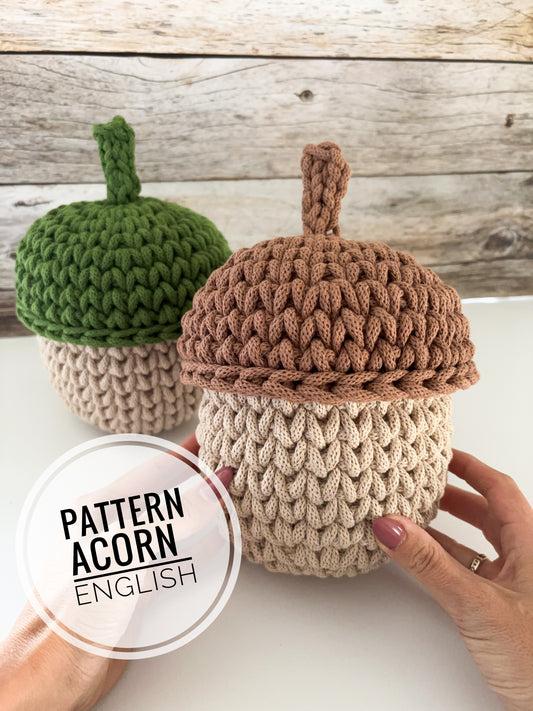 Crochet Acorn Basket Pattern PDF | English Crochet Pattern | Fall & Autumn Decor