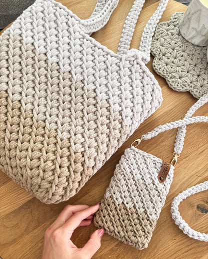 Häkeltasche "dreifarbig" Shopper