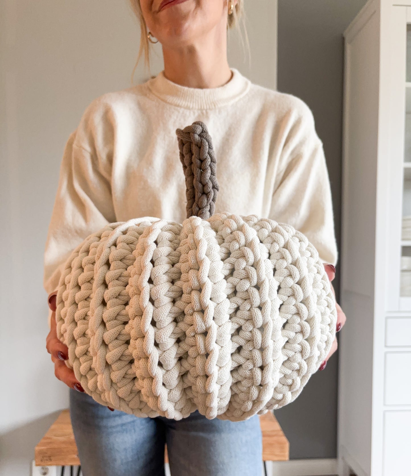 Häkel-Kürbis XL aus Baumwollkordel | Herbstdeko, Cozy Autumn, Handmade Pumpkin