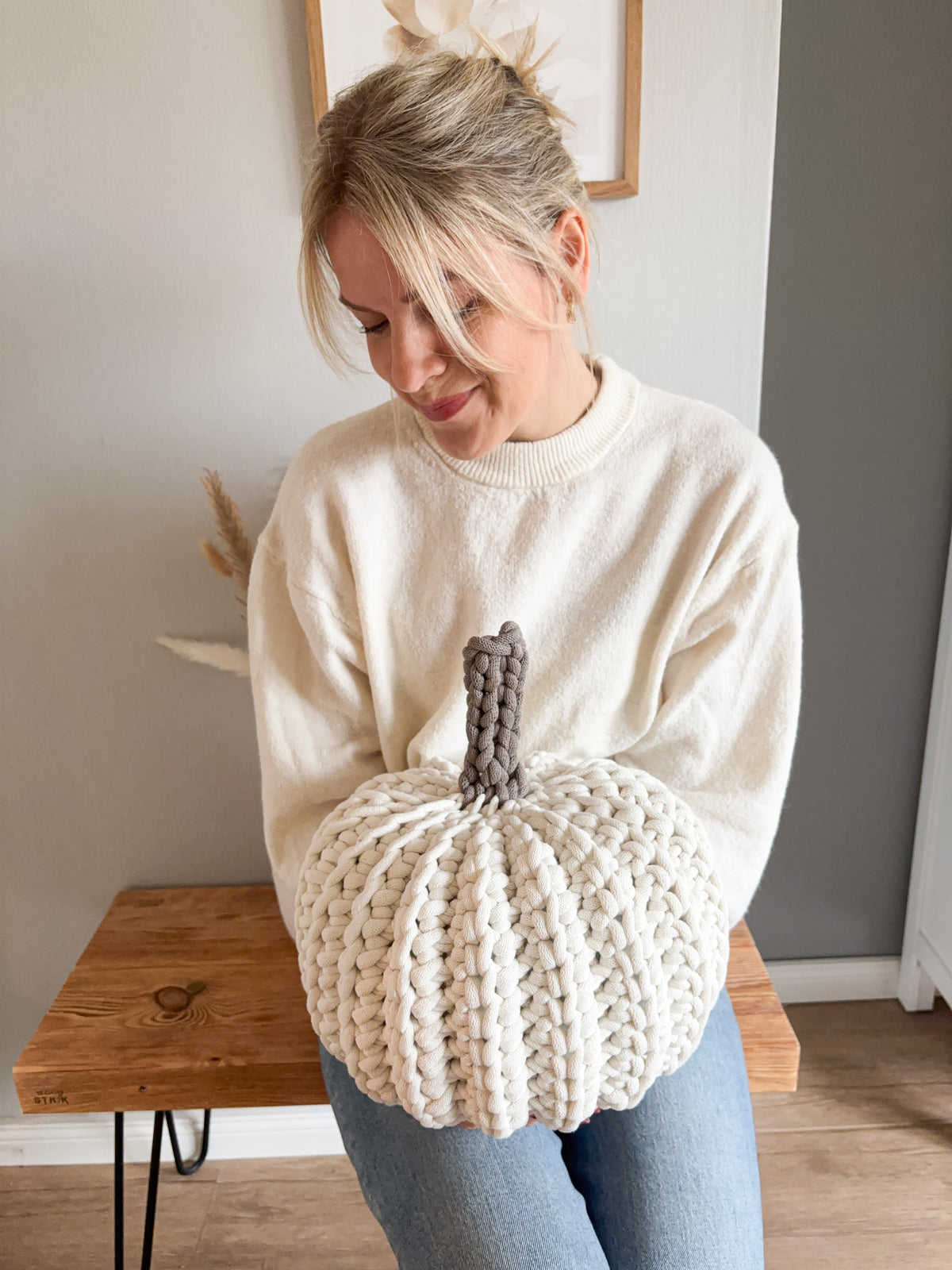 Häkel-Kürbis XL aus Baumwollkordel | Herbstdeko, Cozy Autumn, Handmade Pumpkin