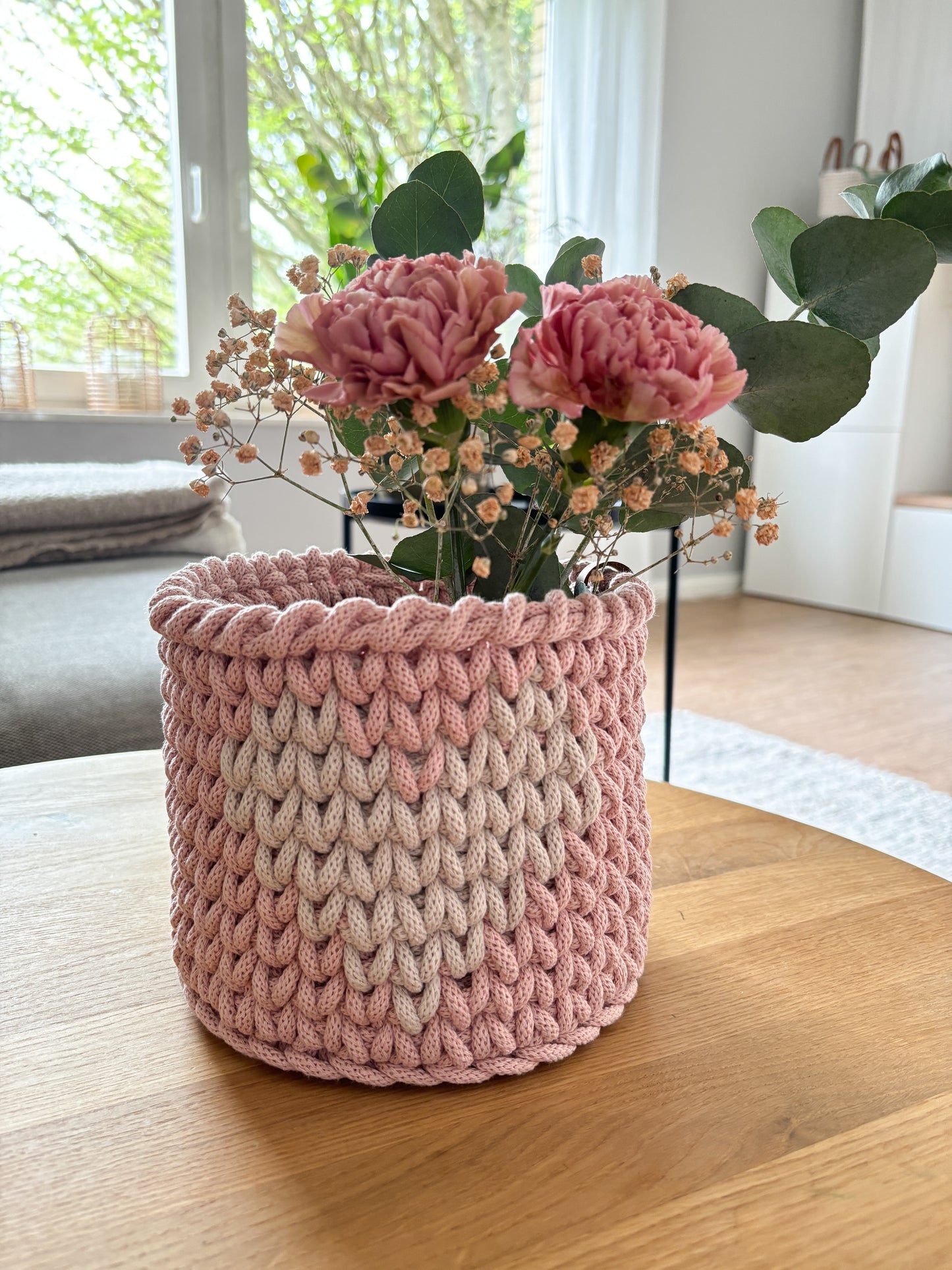 Häkelkorb,  „Herz“ Muttertag, Geschenkidee, Utensilo Aufbewahrung ,Kinderzimmer