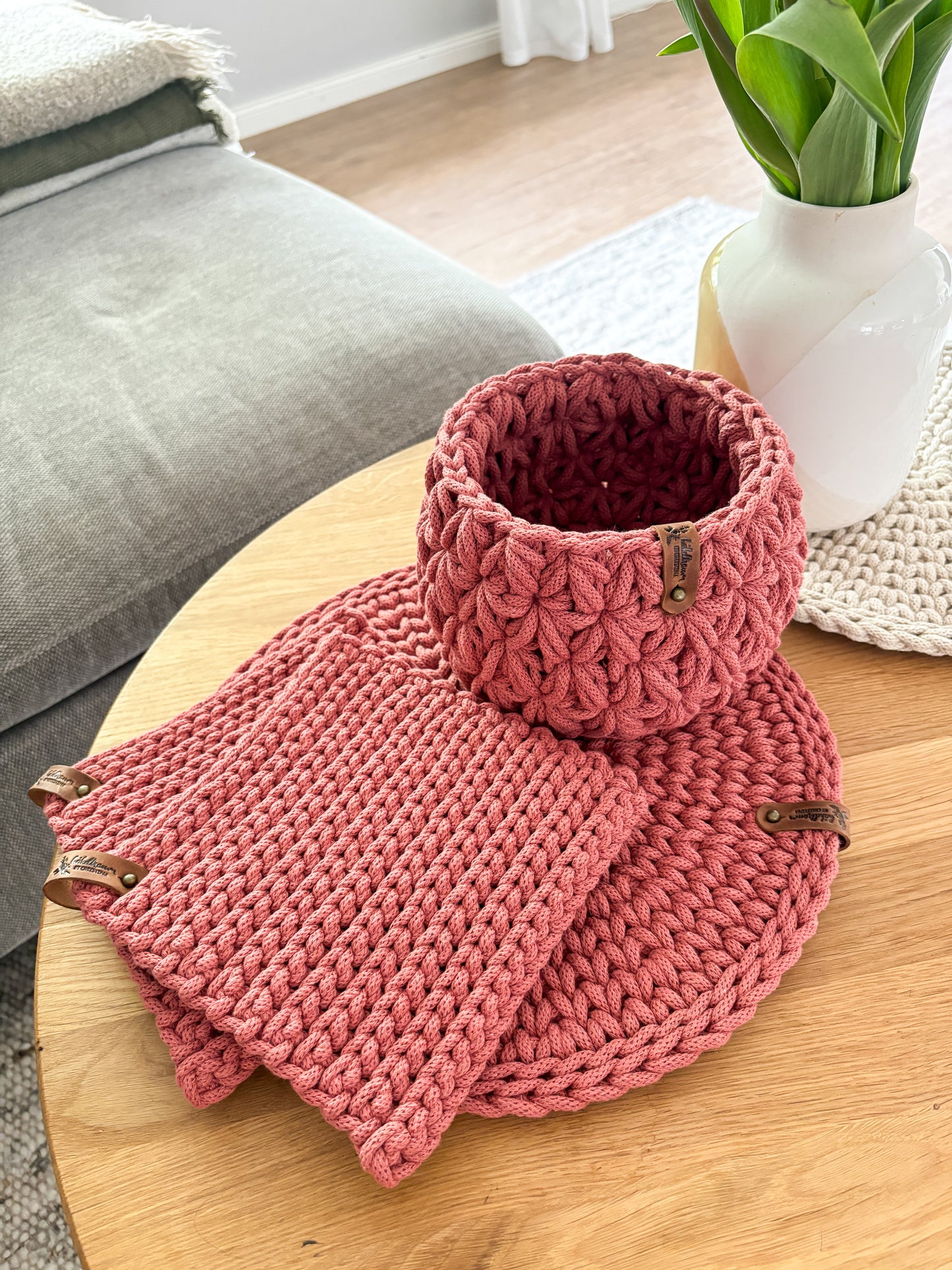 Geschenkset Platzset + Korb "Jasmin" + Topflappen Geschenkidee, Geburtstag , Küche, Deko,