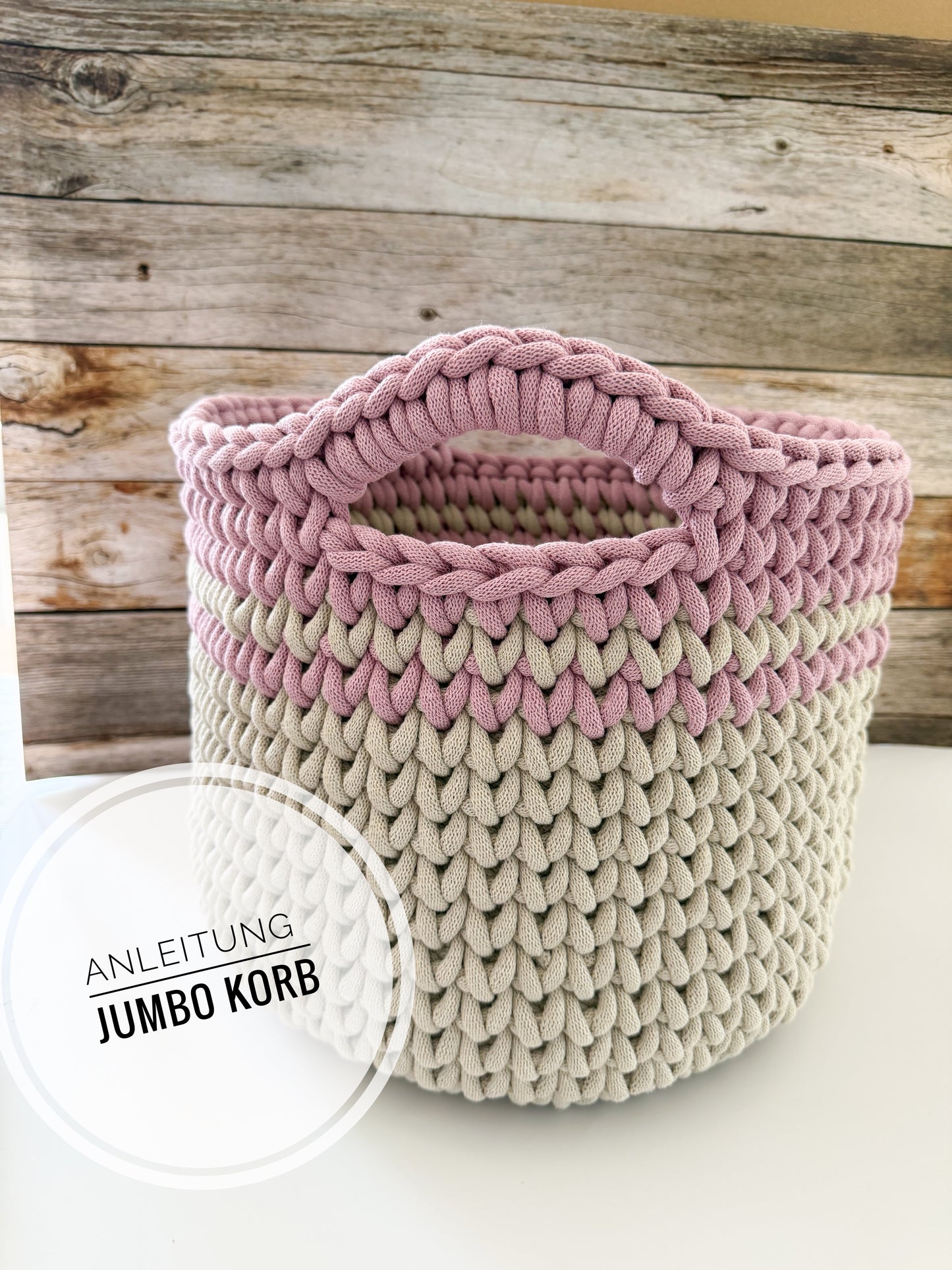 Jumbokorb Häkelanleitung PDF 36x36 cm | großer Aufbewahrungskorb DIY | Korb häkeln Deutsch | Handmade Basket Pattern