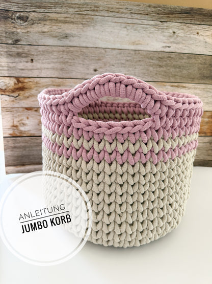Jumbokorb Häkelanleitung PDF 36x36 cm | großer Aufbewahrungskorb DIY | Korb häkeln Deutsch | Handmade Basket Pattern