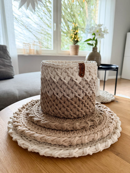 Häkelkorb „Dreifarbig “ Korb Utensilo Aufbewahrung Geschenkideen