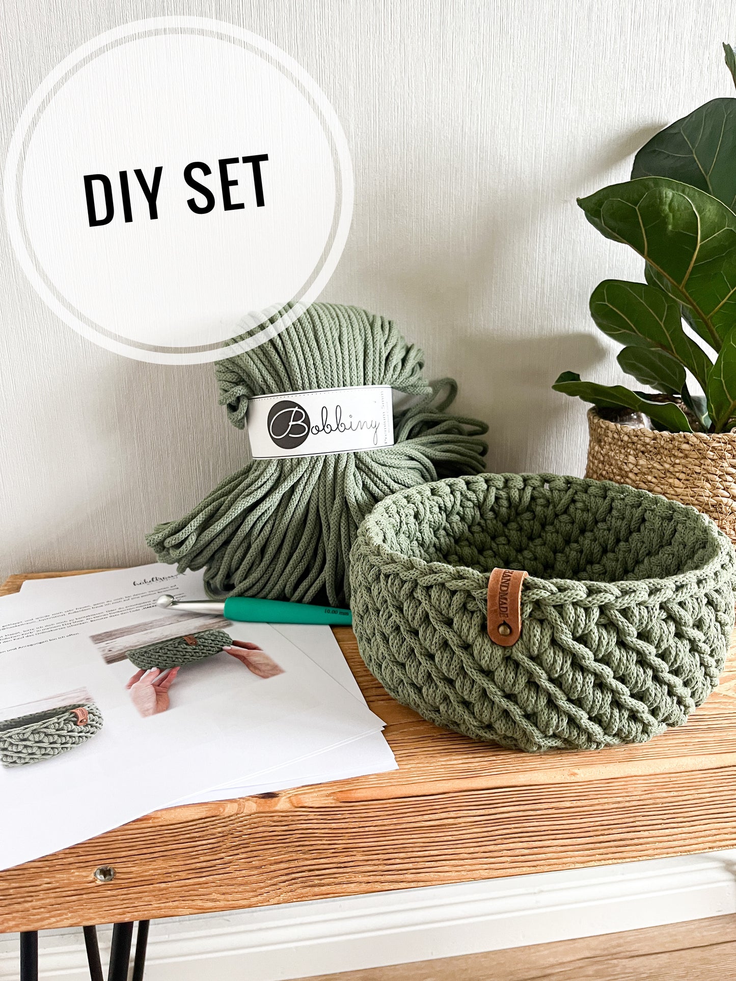 DIY Set+ Anleitung für ein Korb im "Gänsefüßchen-Muster"