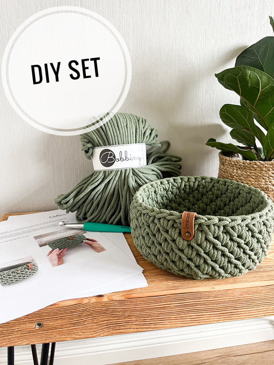 DIY Set+ Anleitung für ein Korb im "Gänsefüßchen-Muster"