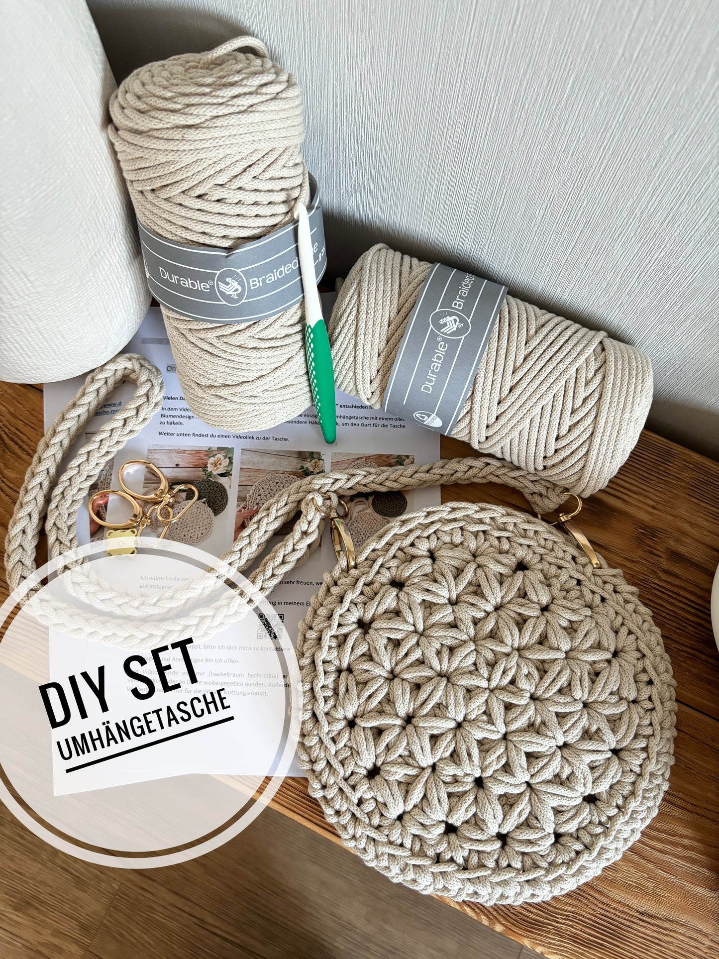 DIY Set+DEUTSCHE Anleitung für eine Umhängetasche Jasmin, von Haekeltraum_byChristina