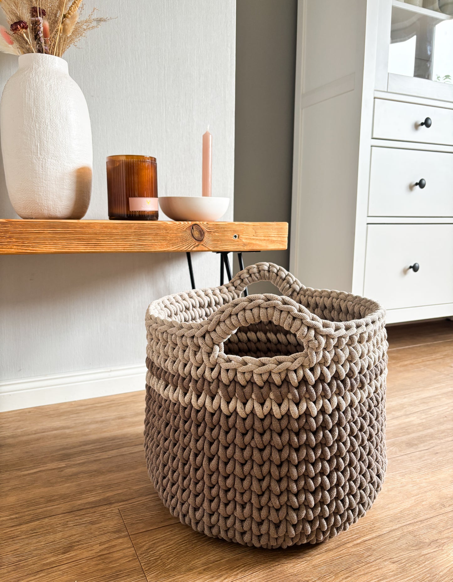 DIY Set Jumbokorb häkeln 36x36 cm | Häkelset großer Aufbewahrungskorb mit Anleitung & Garn | Korb DIY Kit Deutsch