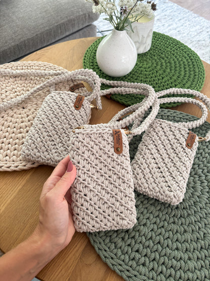 Handytasche Crossbodybag gehäkelt Umhängetasche Smartphone