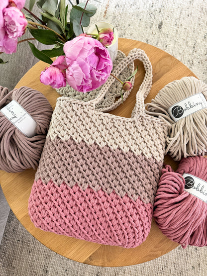 Häkeltasche "dreifarbig" Shopper