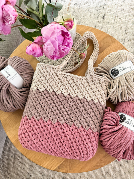 Häkeltasche "dreifarbig" Shopper