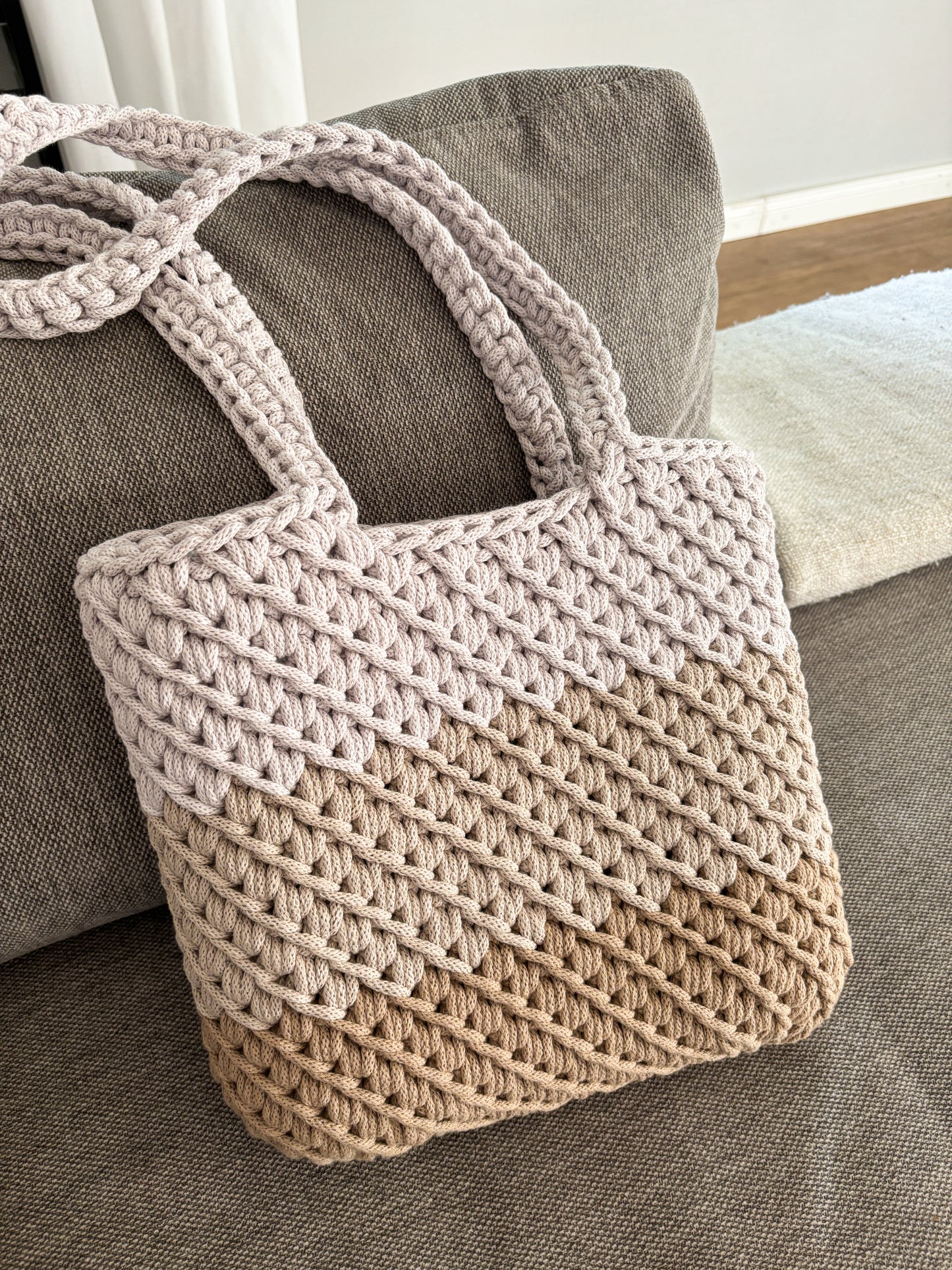 Häkeltasche "dreifarbig" Shopper
