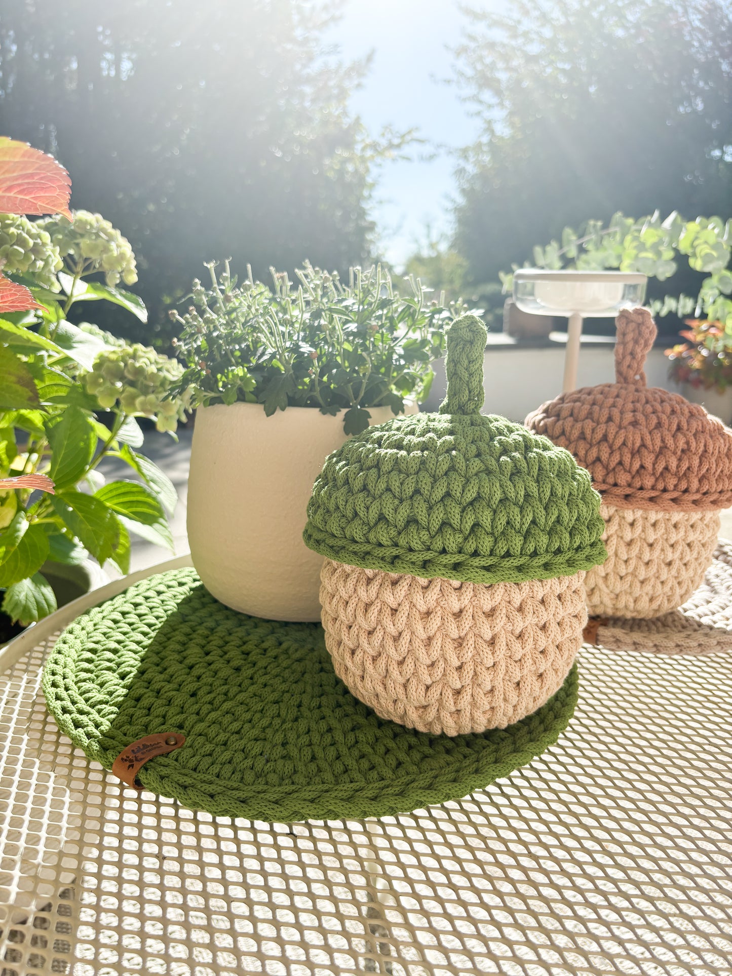 Häkelkorb „Eichel“ Korb Utensilo Aufbewahrung Geschenkideen, Acorn, Herbstdeko