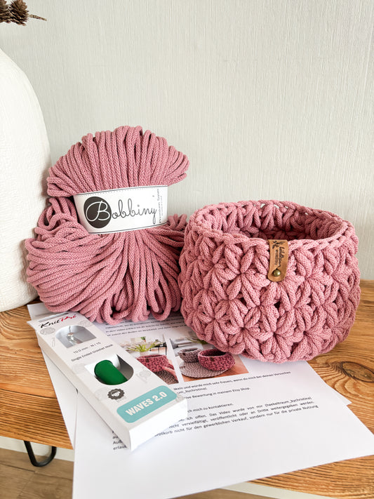 DIY Set+DEUTSCHE Anleitung für ein Korb "Jasmin"- Design von Haekeltraum_byChristina
