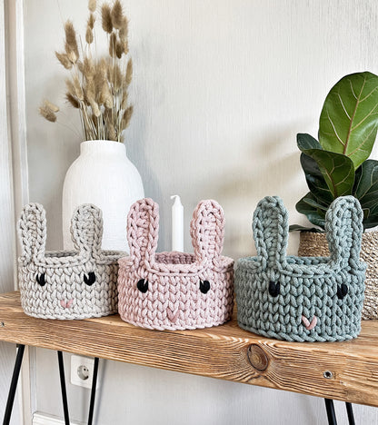 Häkelkorb,  „Hase“ Kinderzimmer, Häschen, Utensilo Aufbewahrung Osterkorb