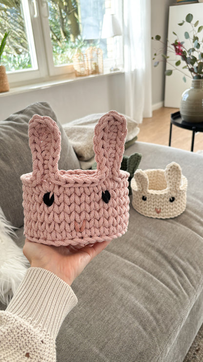 Häkelkorb,  „Hase“ Kinderzimmer, Häschen, Utensilo Aufbewahrung Osterkorb
