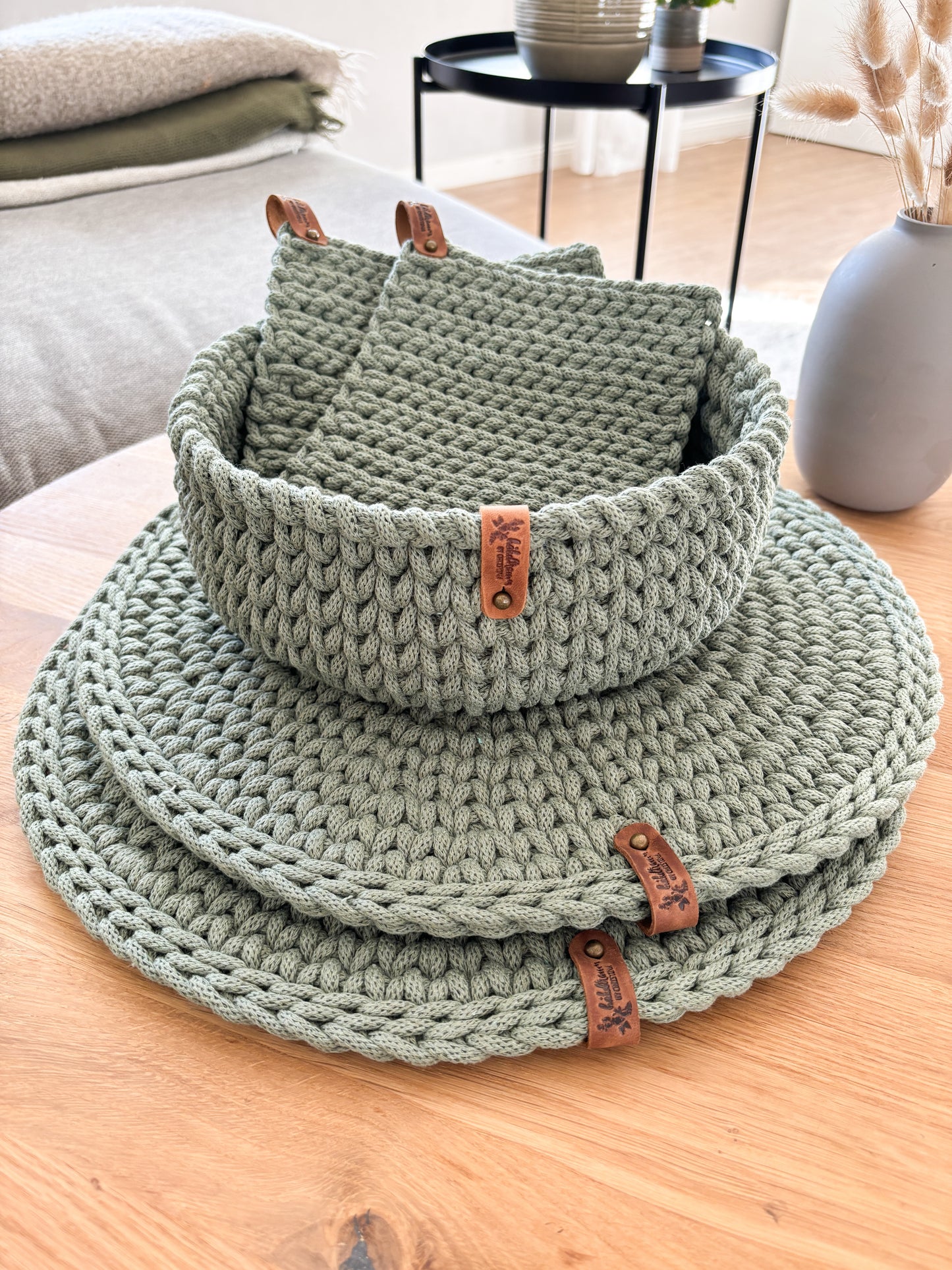 Geschenkset Platzset + Korb + Topflappen Geschenkidee, Muttertag, Küche