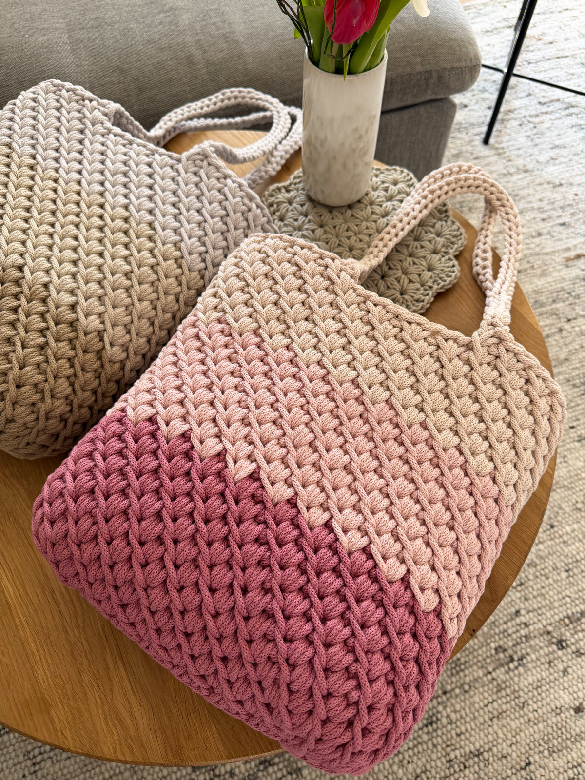 Häkeltasche "dreifarbig" Shopper