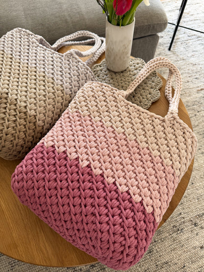 Häkeltasche "dreifarbig" Shopper